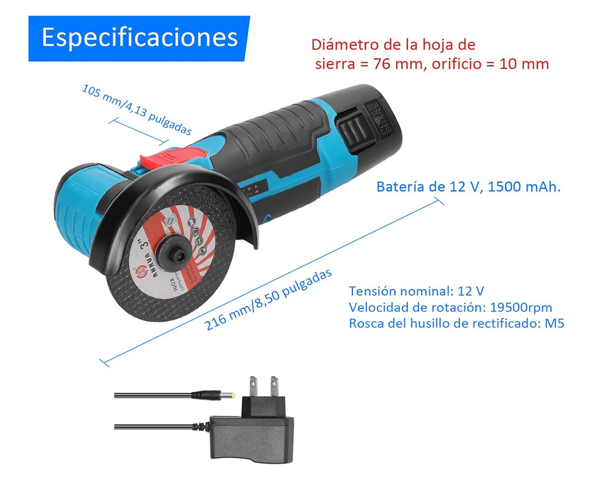 Kit Amoladora Esmeril Angular 2 Baterias